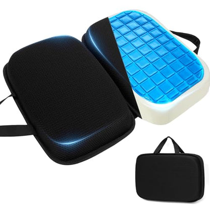 Gel Memory Foam Cushion for Office Chairs and Car Travel | Cooling Gel Layer, Foldable Portable, Non-Slip Bottom, For Office Chair, Car Seat, Travel