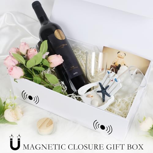 LFBOX White Gift Box with Magnetic Lids 13.8x8.3x4.4 in, Large Bridesmaid Groomsman Proposal Boxes, Rectangle Storage Box 1 Pack - color: White, size: 1 count (Pack of 1)