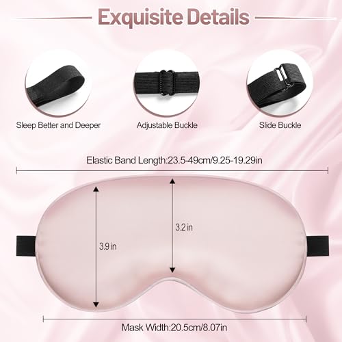 Sleep Mask, Silk Eye Mask for Sleeping with Adjustable Strap, Blindfold Eyeshade for Men & Women, Comfortable & Soft Eye Cover Eyeshade for Night Sleep (Pink) - color: Light Pink