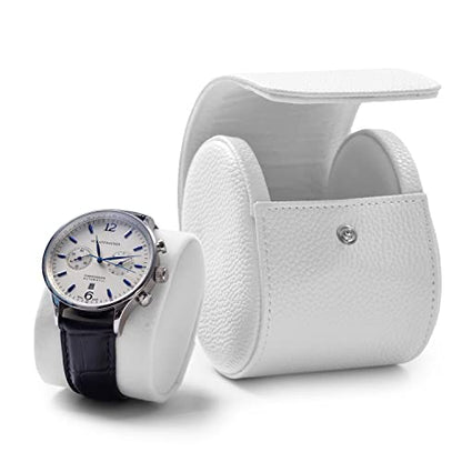 Oirlv Luxury Leather Travel Watch Case Portable Jewelry Watch Storage Roll Organizer(White) - color: White