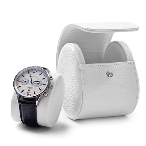 Oirlv Luxury Leather Travel Watch Case Portable Jewelry Watch Storage Roll Organizer(White) - color: White