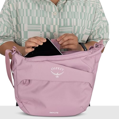Osprey Daylite Crossbody Pouch - Small Handbag with Zipper and Bottle Pocket - Lightweight Shoulder Bag - color: Iris Pink