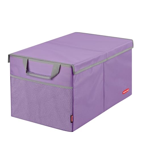 Rubbermaid Car Organizer, Collapsible Trunk Organizer, Multi-Compartment Car Storage Organization for Car Accessories, 2 Compartments With Cover, 21.65"*14.17"*12.2" - Purple - color: Purple, size: Medium