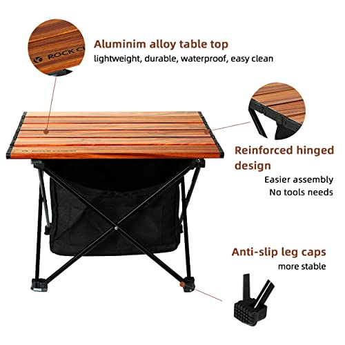ROCK CLOUD Portable Camping Table Ultralight Aluminum Camp Table with Storage Bag Folding Beach Table for Camping Hiking Backpacking Outdoor Picnic, Small - color: With Storage Bag Wood Grain, size: Small