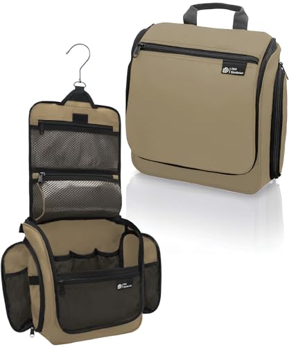 D&D Wanderlust D&D Hanging Travel Toiletry Bag for Men and Women – Cosmetics, Makeup and Toiletries Organizer Kit with 10 Compartments - color: Brown and Black