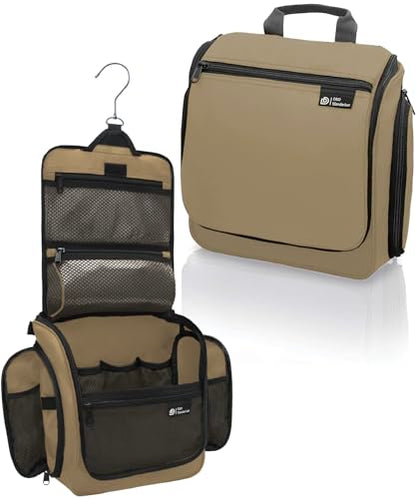 D&D Wanderlust D&D Hanging Travel Toiletry Bag for Men and Women – Cosmetics, Makeup and Toiletries Organizer Kit with 10 Compartments - color: Brown and Black