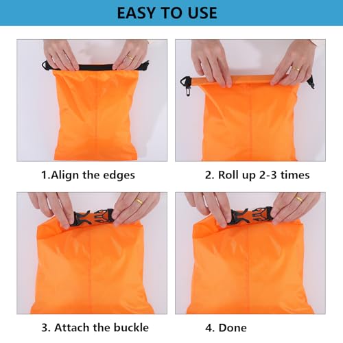 Pimoys 6 Pack Waterproof Dry Bags, Lightweight Outdoor Dry Sacks Ultimate Dry Bags for Kayaking Rafting Boating Camping (1.5L, 2.5L, 3L, 3.5L, 5L, 8L) - color: Multicolor