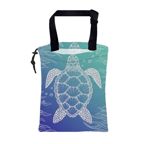 Car Trash Bag Abstract Blue Sea Turtle Hanging Drawstring Car Organizer and Storage Bag with Adjustable Buckle Canvas Garbage Bin for Back Seat or Hanging Headrest Car Decor Road Trip Essentials - color: Abstract Blue Sea Turtle