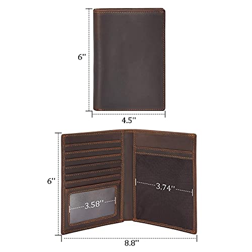 Polare Luxury RFID Blocking Leather Passport Holder Travel Wallet For Men and Women (Dark Brown) - color: Dark Brown