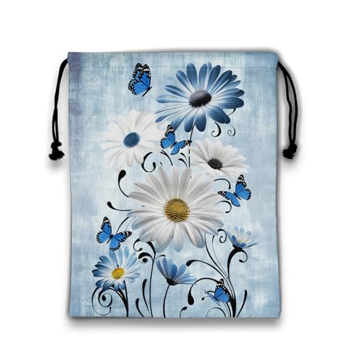Daisy Flowers Gymnastics Grip Bag Blue Rustic Adjustable Small Gym Grip Bag for Men Women - color: Daisy Flowers-blue, size: 12"(H)*9.25"(W)