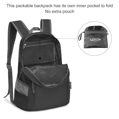 G4Free 20L Lightweight Packable Backpack Travel Hiking Daypack Foldable Backpack for Men Women - color: A-black