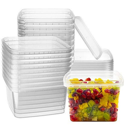 NYHI 16 oz Deli Containers with Lids 20 Pack, Square Clear Plastic Containers with Lids BPA Free, Airtight Soup Containers with Lids for Meal Prep, Take Out & Food Storage - size: 16 oz