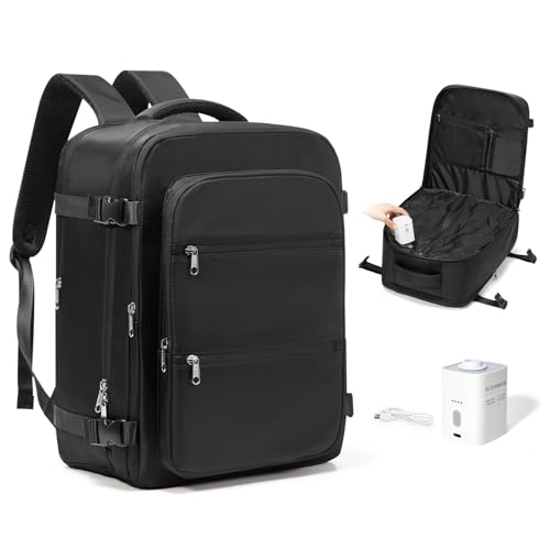 Vacuum Backpack Travel with Pump,Vacuum Sealed Backpack,Travel Backpack with Vacuum System,40x30x20 Airbag Travel,Laptop Vacpack Backpacks Bag Airline Flight Approved,Black - color: A13-black-with Pump