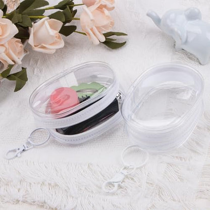 4Pcs Multi-Purpose Clear Cable Storage Bag with Hanging Hook Portable Transparent Zipper Pouch Travel Clear Cosmetic Bag for Cables Headphones Keys Mini Lipsticks