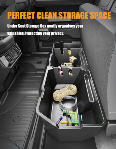KINGGERI Under Seat Storage Boxes - Compatible with 2006-2025 Honda Ridgeline Crew Cab, Heavy Duty Upgraded Rear Under Back Seat Storage Truck Cargo Black Tool Box Organizer - size: Compatible with 2006-2025 Honda Ridgeline