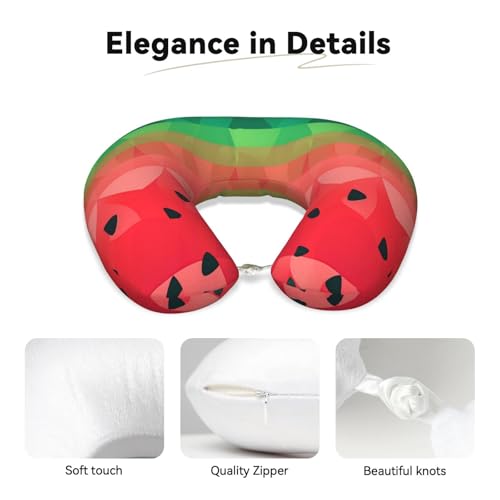 Gradient Watermelon Memory Foam Travel Pillow Soft Comfortable Neck Pillow U-Shaped Head Support Pillow Travel Accessories for Sleeping Rest Airplane Car and Office