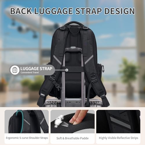 Timeet Tactical Backpack for Men, 21 Inch Black 40L Large Capacity, Laser Cut Molle Three Sided Opening, Water Resistant 17 inch Laptop Military Hiking 3 Day Assault Pack - color: Black