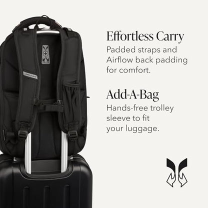 SwissGear Travel Tech Elite Laptop Backpack – Fits Laptops up to 16” – ScanSmart TSA-Friendly Backpack with USB Port, Shoe Compartment & Organizer Pockets – Black - color: Black, style: Travel Tech Elite