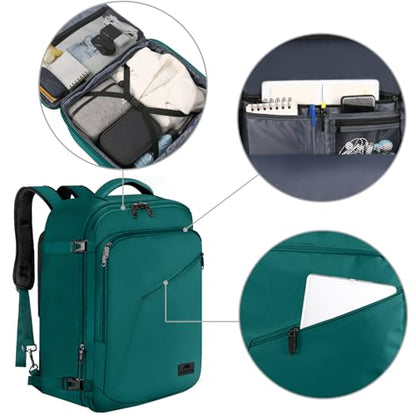 MATEIN Travel Backpack Large, Water Resistant Carry on Backpack for Travelling, Airline Approved Large Capacity Back Pack, Expandable Lightweight Overnight Daypack, Travel Gift, Peacock Blue - color: Peacock Blue, size: XX-Large