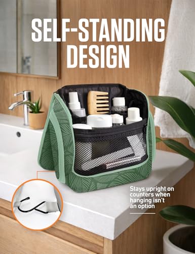 VENTURE 4TH Hanging Travel Toiletry Bag for Women & Men – Large Toiletry Organizer with 17 Compartments, Removable TSA Pouch, Travel Wash Bag for Toiletries, Makeup & Shaving Kit (Green Leaves) - color: Green Leaves