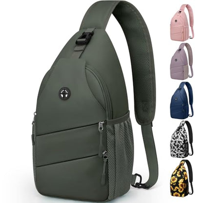 Pritent Crossbody Bags for Women Men Trendy Sling Bag Backpack Casual Chest Bag with Convertible Shoulder Strap - color: Green, size: Medium