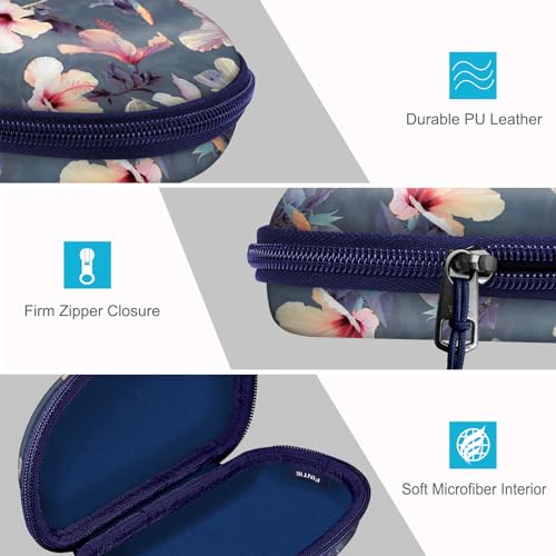 Fintie Sunglasses Case with Carabiner, Hard Shell Shockproof Sport Glasses Cases Travel Zipper Eyeglasses Holder, Blooming Hibiscus - color: Blooming Hibiscus