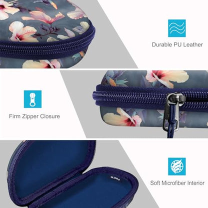Fintie Sunglasses Case with Carabiner, Hard Shell Shockproof Sport Glasses Cases Travel Zipper Eyeglasses Holder, Blooming Hibiscus - color: Blooming Hibiscus