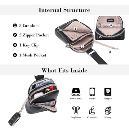 INICAT RFID Blocking Sling Bag, Anti Theft Crossbody Bag for Women Compact Travel Purses Leather - color: Dark Blackish