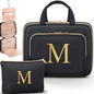 Gifts for Women, Initial Toiletry Makeup Bag Hanging Cosmetic Organizer with Embroidery Letter Personalized Nurse Teacher Appreciation Birthday Mothers Day Gifts for Mom Sister Wife Friends Auntie Her - style: M
