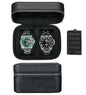 2 Watch Travel box Real Top-grain Leather Two Watch Roll Case for Man and Women Watches Packing Box Storage Organizer with Black Suede to Protection Zipper Fit All Watches Up to 60mm (2W-Z-BB) - color: 2W-Z-BBL