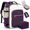 LOVEVOOK 40L Travel Backpack for Women & Men, Airline Approved Carry On Luggage with 3 Packing Cubes, TSA Overnight Bags, Waterproof Personal Item Bag, Weekender Essentials Backpacks fits 17" Laptop - color: Purple-beige-black, size: Large