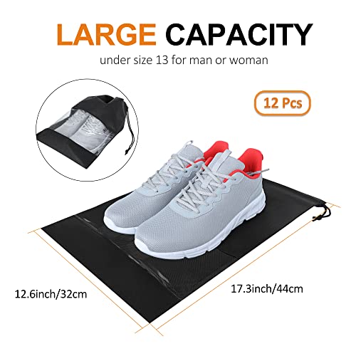 YAMIU 12PCS Shoe Bags for Travel - Large Dustproof Drawstring Shoes Pouch Packing Organizers for Men & Women, Black - style: 12 Pack - Black