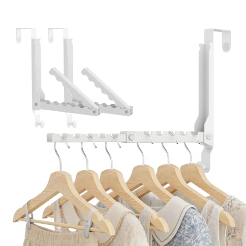 2 Pack Over The Door Hooks, Extended Over The Door Clothes Hanger with 11 Ridges,Space-Saving Over The Door Rack Door Hooks for Hanging Clothes,Larger Capacity Over The Door Hanger,Upgraded version. - color: 2 Pack, White(Dual Fold-2.0)