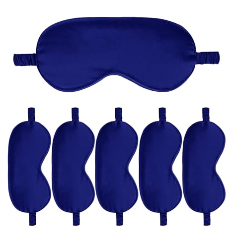 6PACK Silk Sleep Mask Satin Eye Masks Blackout Silky Eyeshade Cover Soft Blindfold Eyeshades for Women Sleeping Travel Gift - color: Royal Blue