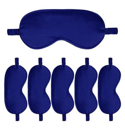 6PACK Silk Sleep Mask Satin Eye Masks Blackout Silky Eyeshade Cover Soft Blindfold Eyeshades for Women Sleeping Travel Gift - color: Royal Blue