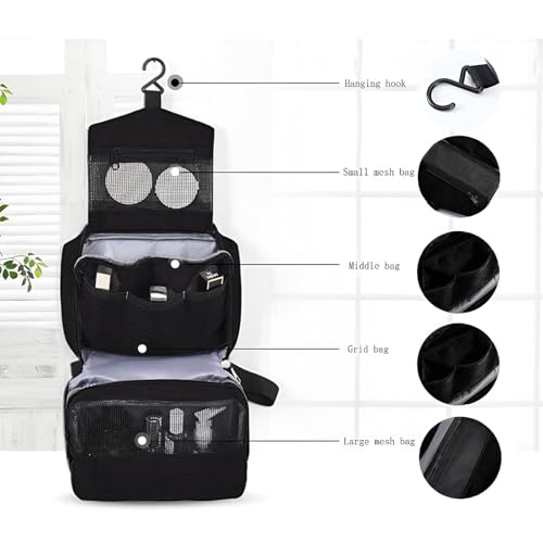 Travel toilet bag is used to store toiletries, Suitable for short-term travel use hanging toilet bag (Black) - color: Black