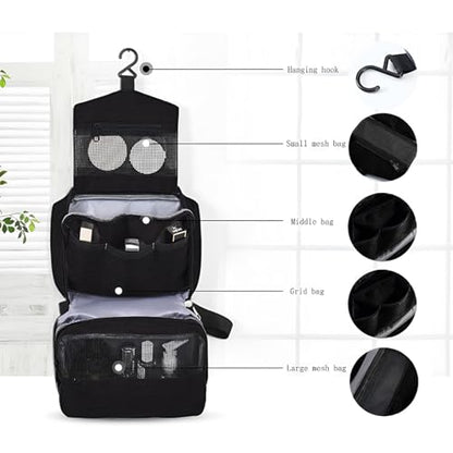 Travel toilet bag is used to store toiletries, Suitable for short-term travel use hanging toilet bag (Black) - color: Black