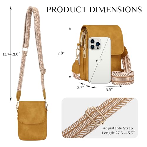 Fashion Small Crossbody Bags for Women Trendy Designer Cell Phone Purses Wallets with Card Holder Anti Theft Travel - color: Yellow
