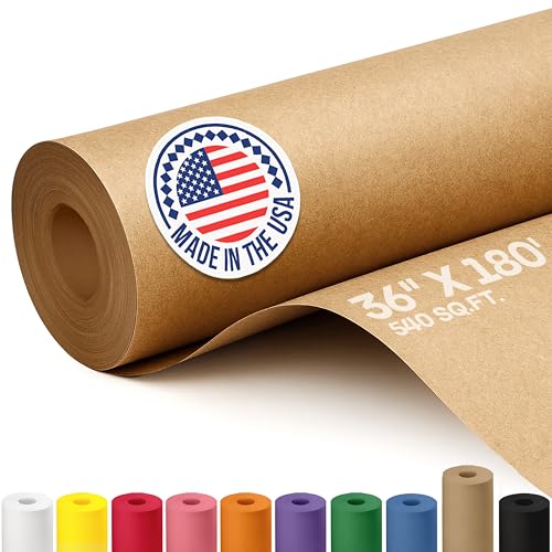 IDL Packaging Brown Kraft Paper Roll 36" x 2160" (180 feet), 30lb Thickness - USA-Made Brown Wrapping Paper for Packing, Moving, Shipping & Crafts/Arts - 100% Recycled Natural Craft Wrap Material - color: Brown, size: 36"x180' (#30 thick)