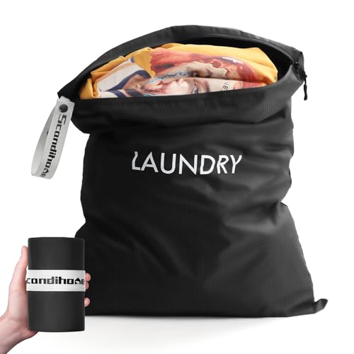 XL Travel Laundry Bag, Washable Dirty Clothes Travel Bag Waterproof Wet Dry Bags Reusable Camp Clothes Organizer for Sports Home College Dorm Laundromat (1 Pcs) Black - color: Black, size: X-Large (1 Pcs) – 29.1"×19.8"