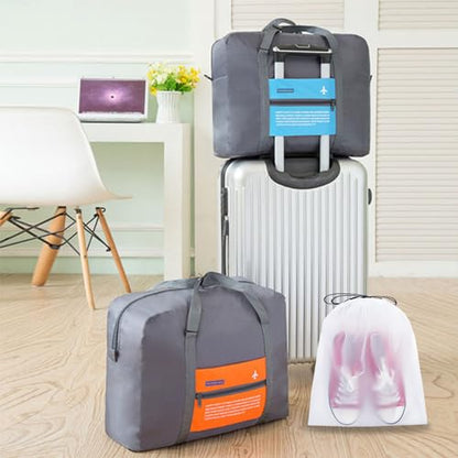 INVODA 4PCS Foldable Duffle Bags - Lightweight Luggage for Airlines, Weekender, Carry On, Overnight - With Waterproof Drawstring Bags - color: Group Style3