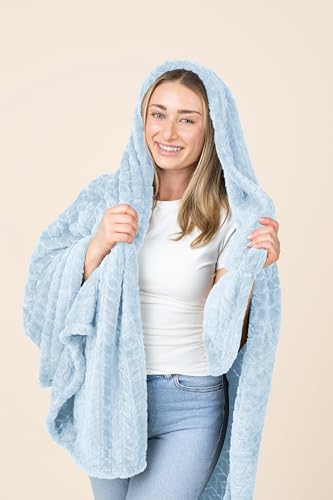 EverSnug Travel Blanket & Pillow 68x42 - Premium Ultra-Soft Microfleece 2 in 1 Compact & Packable Flight Blanket with Soft Bag Pillowcase, Hand Luggage Sleeve and Backpack Clip (Ice Blue) - color: Ice Blue