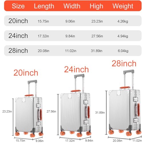 Aluminum Luggage 20inch – 2026 Upgrade Zipperless Suitcase with TSA Lock, 360° Silent Spinner Wheels – Premium Aluminum-Magnesium Alloy Suitcase for Modern Travelers - color: Green, size: 20 Inch Carry On Luggage