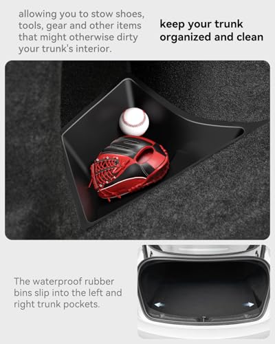 Trunk Organizer for 2024 2026 Tesla Model 3 Highland Accessories Rear Trunk Storage Bins Side Box with Lids for 2026 2025 Model 3 Interior Accessories TPE Material Waterproof Odorless 2 PCS - style: (New)Model 3 Highland