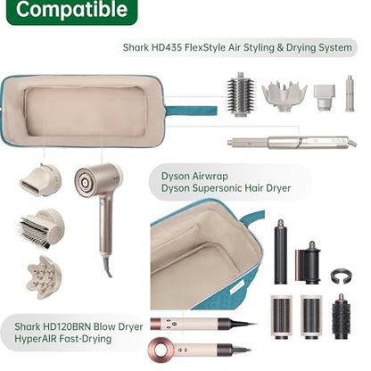 KarSyon Shark Flex Style Case for Dyson Airwrap Hair Dryer Brush Revlon Hair Tools Travel Bag Carrying Case Flat Curling Iron Organizer (Teal Blue) - color: Teal Blue