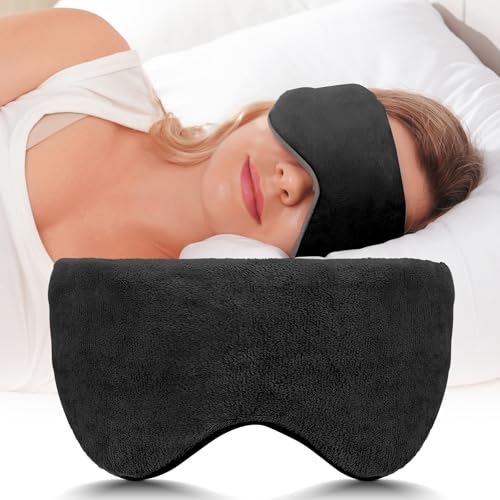 Mr. Sandman Weighted Eye Mask for Sleeping, Blackout Sleep Mask, Reversible Cool & Cozy Compress for Dry Eyes, Headache Migraine Relief, Eye Cover for Travel, Gifts for Women & Men, 0.5 lb, Black - color: Black