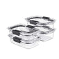 Rubbermaid Brilliance Glass Food Storage set of 4 containers 8 total pieces (4 containers + 4 lids) for Lunch Meal Prep and Leftovers Dishwasher and Oven Safe Clear/Grey - size: Assorted Sizes (8-Piece)