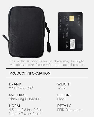 Y-SHP MATRIX Mens Wallets,Portable Card Wallet For Men - Small and Exquisite Keychain Wallet,Coin Purse for Men and Women to Travel Suitable for Storing Keys,Cards and Cash（Black） - style: Black Fog Uhmwpe