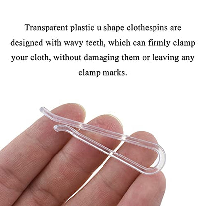 HAHIYO 2.2inch/55mm 60Pcs Clear Plastic U Shape Alligator Clip, Clothespin Fabric Clip Garment Shirt Folding Clip Toothless for Sewing Room Folding Sock Tie Pant Securing Fabric to Comic Book Board - size: Clear - 2.2 inches - 60 Count - Toothless