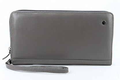 Zip-Around Passport Gray Unisex Leather Wallet Executive Boarding Pass Holder (Drizzling Mist) - color: Drizzling Mist